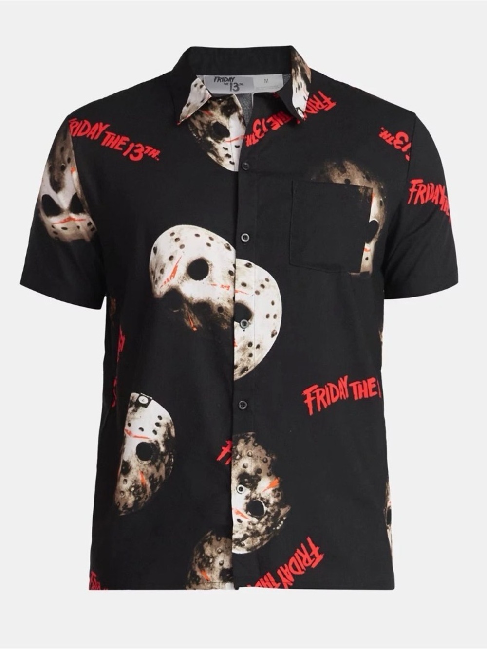 New Friday The 13th Jason Face Mask Horror Movie Button Down Shirt